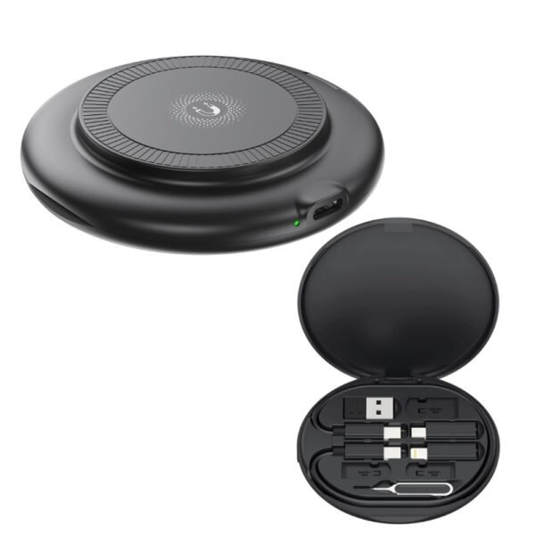 Безжично зарядно XO CX031 – 15W + кабел USB-C към USB-C – Черно