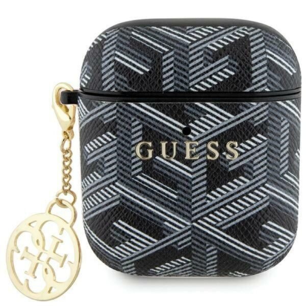 Калъф Guess Gcube Charm Classic Gold Logo за AirPods 1/2 – Черен
