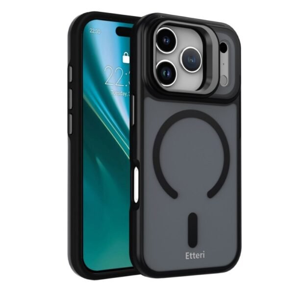 Калъф Etteri Morning Fog с MagSafe и стойка за iPhone 17 Pro – Черен