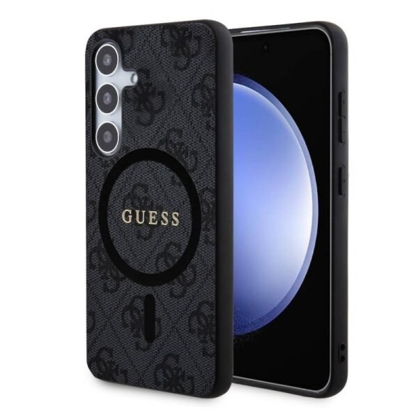 Калъф Guess 4G Collection Leather Metal Logo MagSafe за Galaxy S24 – Черен