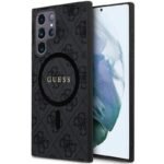 Калъф Guess 4G Collection Leather Metal Logo MagSafe за Galaxy S24 Ultra – Черен