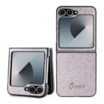 Калъф Guess 4G Glitter Script за Galaxy Z Flip6 – Розов