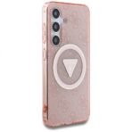 Калъф Guess 4G Glitter Triangle Buttons MagSafe за Galaxy S25 – Розов - Image 3
