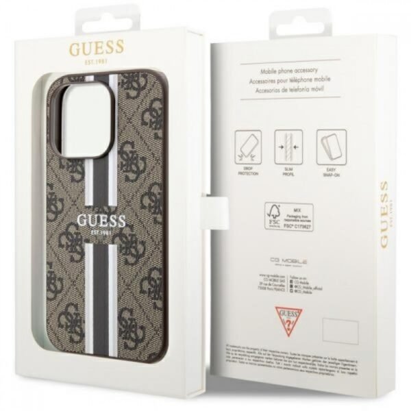 Калъф Guess 4G Printed Stripes MagSafe за iPhone 15 Pro Max – Кафяв