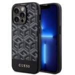 Калъф Guess GCube Stripes MagSafe за iPhone 15 Pro – Черен