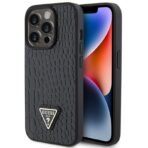 Калъф Guess HC Croco Triangle Metal Logo за iPhone 15 Pro – Черен