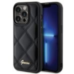 Калъф Guess HC PU Quilted Metal Logo за iPhone 15 Pro – Черен