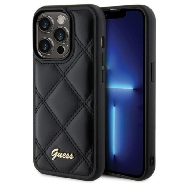 Калъф Guess HC PU Quilted Metal Logo за iPhone 15 Pro Max – Черен