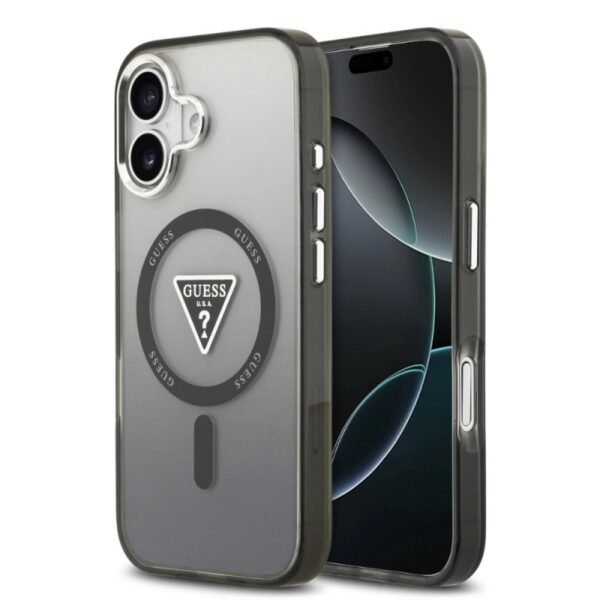 Калъф Guess Saffiano Triangle Logo за iPhone 14 – Бежов
