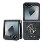 Калъф Guess Leather 4G Metal Logo за Galaxy Z Flip6 – Черен
