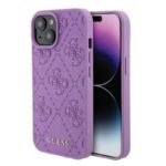 Калъф Guess Leather 4G Stamped за iPhone 15 – Лилав