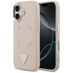 Калъф Guess Leather Triangle Metal Logo за iPhone 17 – Розов