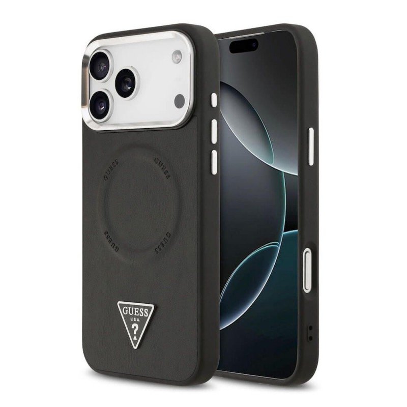 originalen-keys-guess-leather-triangle-metal-logo-za-iphone-17-pro-63-cheren22115-0-800x800-1.jpg Калъф Guess Leather Triangle Metal Logo за iPhone 17 Pro – Черен - Image 1