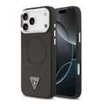 Калъф Guess Leather Triangle Metal Logo за iPhone 17 Pro Max – Черен