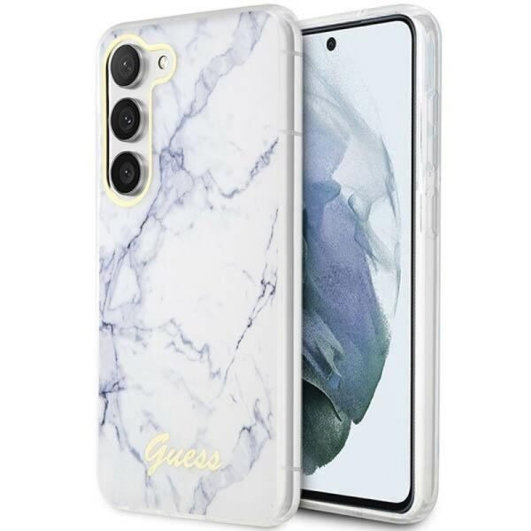 Калъф Guess Marble MagSafe за iPhone 14 Pro Max – Бял