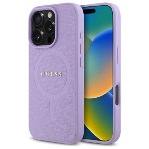 Калъф Guess Gold Outline Translucent MagSafe за iPhone 14 Pro – Лилав