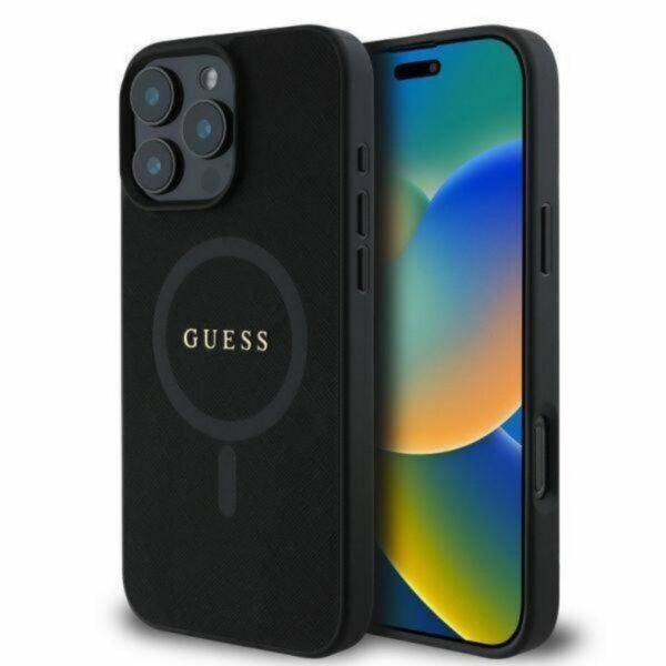 Калъф Guess Saffiano MagSafe за iPhone 16 Pro Max – Черен