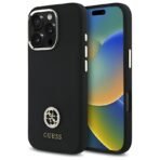 Калъф Guess Silicone Logo Strass 4G за iPhone 16 Pro – Черен