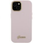 Калъф Guess Silicone Script Metal Logo and Frame за iPhone 15 – Розов - Image 2