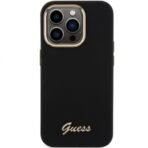 Калъф Guess Silicone Script Metal Logo and Frame за iPhone 16 Pro – Черен - Image 2