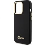 Калъф Guess Silicone Script Metal Logo and Frame за iPhone 16 Pro – Черен - Image 4