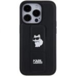 Калъф Karl Lagerfeld Gripstand Saffiano Choupette Pins за iPhone 15 Pro – Черен - Image 3