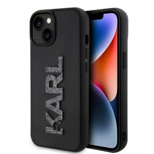 Калъф Karl Lagerfeld Glitter Karl Head за iPhone 14 – Сребрист