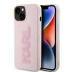 Калъф Karl Lagerfeld HC 3D Logo Glitter за iPhone 15 – Розов