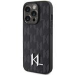 Калъф Karl Lagerfeld Leather Monogram Hot Stamp Metal Logo за iPhone 15 Pro – Черен - Image 2