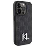 Калъф Karl Lagerfeld Leather Monogram Hot Stamp Metal Logo за iPhone 15 Pro – Черен - Image 4