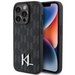 Калъф Karl Lagerfeld Leather Monogram Hot Stamp Metal Logo за iPhone 15 Pro Max – Черен