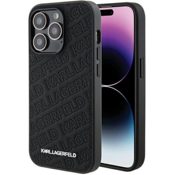 Калъф Karl Lagerfeld Quilted K Pattern за iPhone 15 Pro – Черен