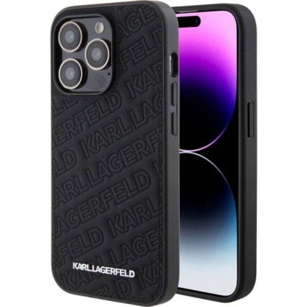 Калъф Karl Lagerfeld Quilted K Pattern за iPhone 15 Pro Max – Черен