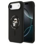 Калъф Karl Lagerfeld Silicone Double Heads And Circle MagSafe за iPhone 17 Air – Черен