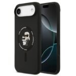 Калъф Karl Lagerfeld Silicone Double Heads And Circle MagSafe за iPhone 17 Air – Черен