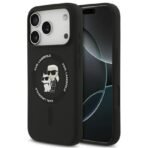 Калъф Karl Lagerfeld Silicone Double Heads And Circle MagSafe за iPhone 17 Pro Max – Черен