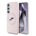 Калъф Karl Lagerfeld Silicone Double Heads And Circle MagSafe за Galaxy S25 – Розов