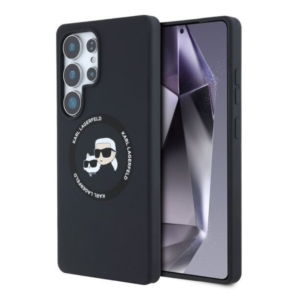 Калъф Karl Lagerfeld Silicone Double Heads And Circle MagSafe за Galaxy S25 Ultra – Черен