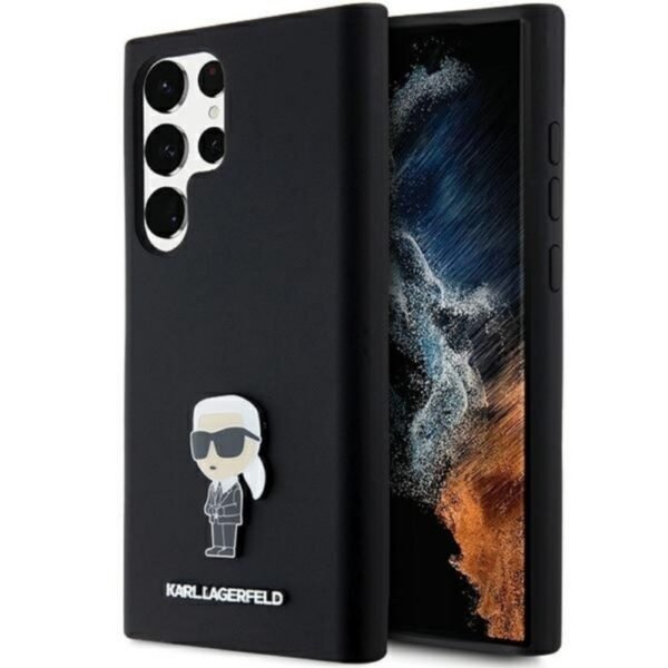 Калъф Karl Lagerfeld Silicone Ikonik Metal Pin за Galaxy S24 Ultra – Черен