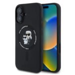 Калъф Karl Lagerfeld Silicone Karl and Choupette Heads MagSafe за iPhone 16 – Черен