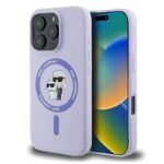 Калъф Karl Lagerfeld Silicone Karl and Choupette Heads MagSafe за iPhone 16 Pro Max – Светлолилав