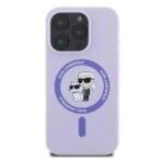 Калъф Karl Lagerfeld Silicone Karl and Choupette Heads MagSafe за iPhone 16 Pro Max – Светлолилав - Image 4