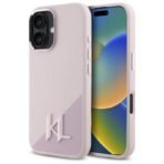 Калъф Karl Lagerfeld Silicone Shadow Metal Initial MagSafe за iPhone 16 – Розов