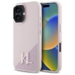 Калъф Karl Lagerfeld Silicone Shadow Metal Initial MagSafe за iPhone 16 – Розов