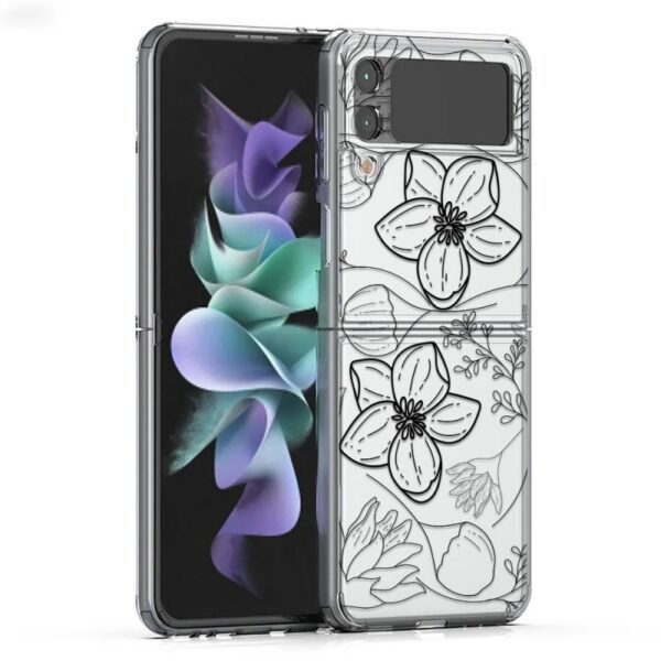 Калъф FNX Premium Design за Galaxy Z Flip3 5G – Черни цветя