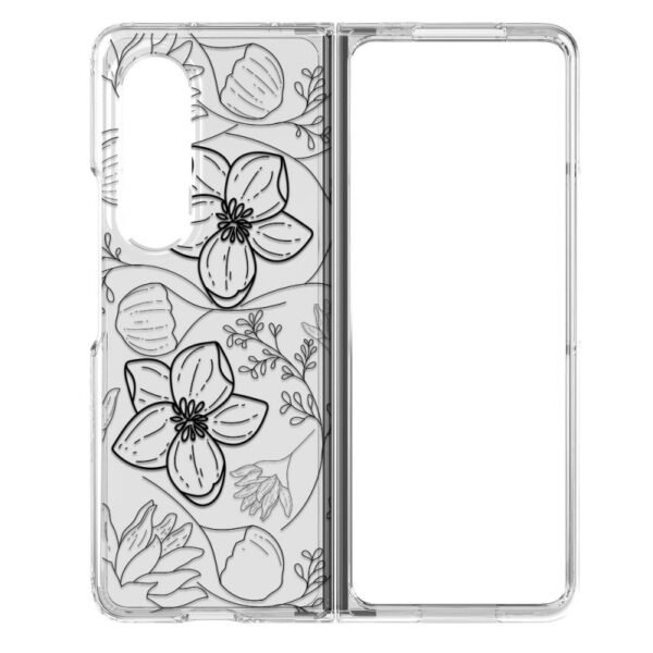 Калъф FNX Premium Design за Galaxy Z Fold3 5G – Черни цветя