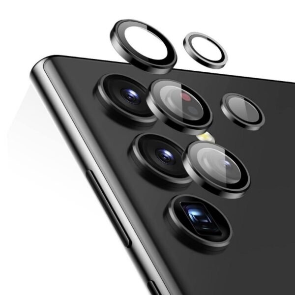 Протектор за камера MBX метални рингове за Galaxy S22 Ultra 5G – Черен