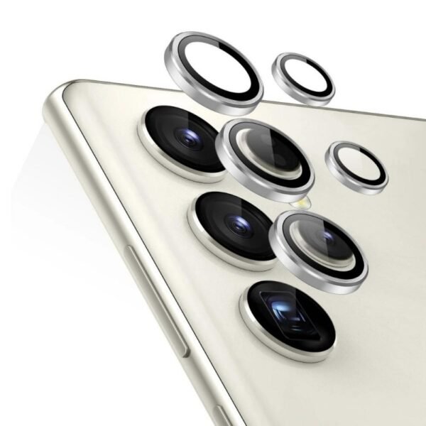 Протектор за камера MBX метални рингове за Galaxy S23 Ultra – Сребрист