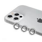 Протектор за камера MBX метални рингове с камъни за iPhone 13 Pro – Сребрист
