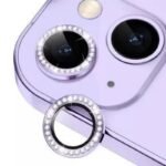 Протектор за камера MBX метални рингове с камъни за iPhone 14 – Лилав